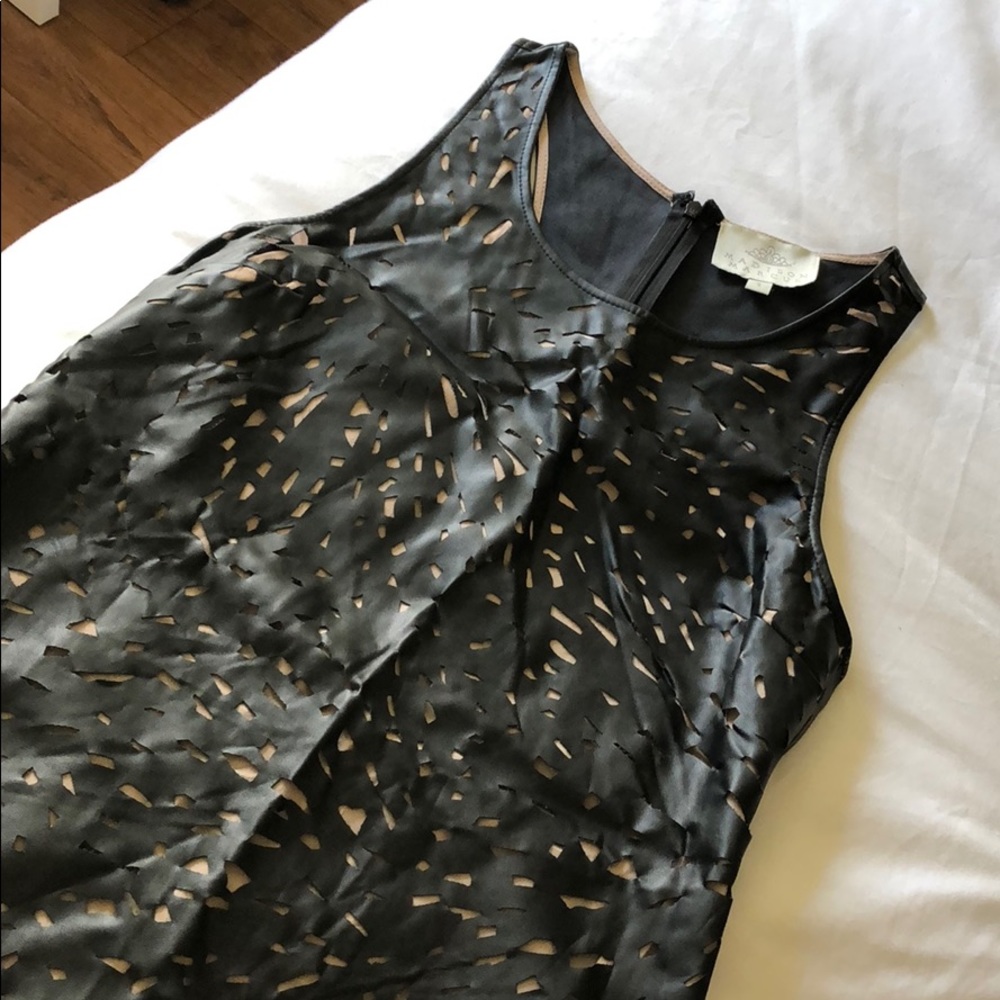 Black and nude leather dress